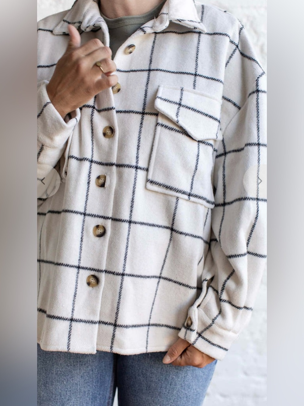 Miou Muse Grid Pattern Women's Shacket